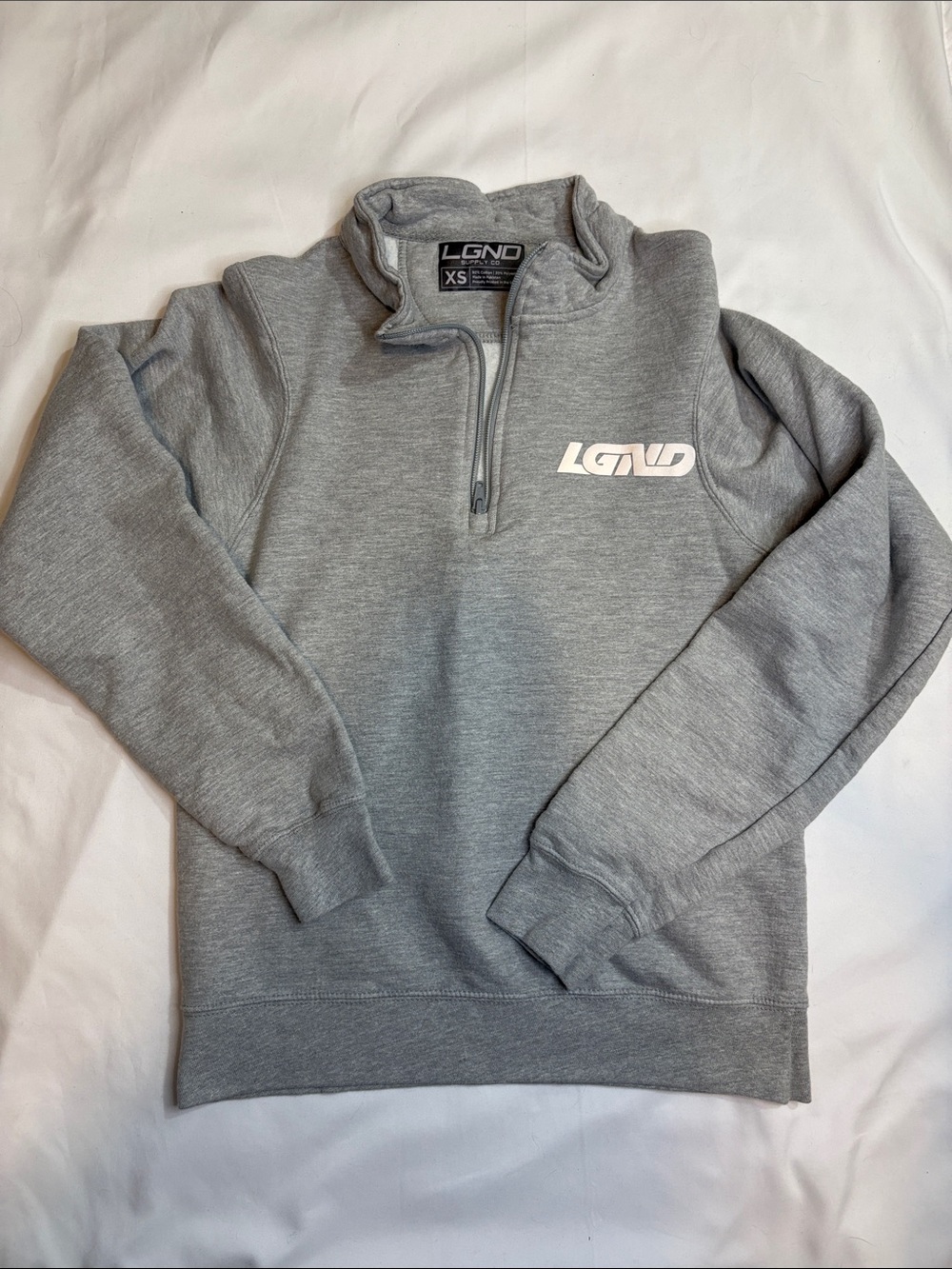 LGND Supply Co. Reflective Logo Quarter Zip Pullover Sweatshirt XS Active Gym